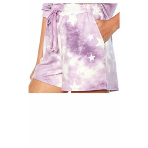 Wildfox Lounge Shorts Womens Medium Purple White Tie Dye Stars Athleisure Casual